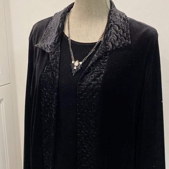 Picadilly Black Velvet Top & Cardigan Size M - Picture 2 of 16